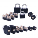 AJF Professional Practice Cutaway Transparent Door Lock Cylinder and Padlock with black covering for Locksmith Beginner (7pcs)